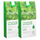 Kit 2 Caixas Folhas Prontas Cera Depilatória Depilação Facial Depilflax Hortela Profissional