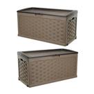 Kit 2 Caixas Grande Organizadoras Bau Multiuso e Banco Plástico 2 pessoas Rattan 335 Litros Starplast