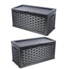 Kit 2 Caixas Grande Organizadoras Bau Multiuso e Banco Plástico 2 pessoas Rattan 335 Litros Starplast