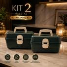 Kit 2 Caixas Maletas Box Organizadora 3,5 Litros Multiuso Alça e Divisória Acessórios Maquiagens Ferramentas Objetos