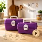 Kit 2 Caixas Maletas Box Organizadora 3,5 Litros Multiuso Alça e Divisória Acessórios Maquiagens Ferramentas Objetos