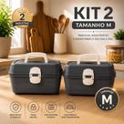 Kit 2 Caixas Maletas Box Organizadora Multiuso Alça e Divisória 7 Litros Acessórios Maquiagens Ferramentas Objetos