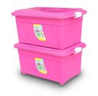 Kit 2 Caixas Organizadora Multiuso 60 Litros Com Tampa, Rodinhas E Travas Caixa com Tampa Ref 642 AGRAPLAST