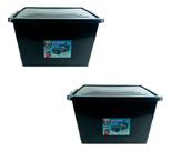 Kit 2 Caixas Organizadora Plástica 56l Com Tampa E Trava