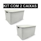 Kit 2 Caixas Organizadora Rattan 7 Litros Branco - Cesto Arqplast