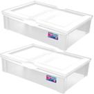 Kit 2 Caixas Organizadoras 29L Baixa com Tampa Plástica Radical Ordene Multiuso Transparente