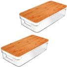 Kit 2 Caixas Organizadoras 3,5L com Tampa de Bambu Clear Ou