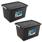Kit 2 Caixas Organizadoras 56 Litros C/ Tampa e Trava Preta 25793PM Arqplast Kit 2 Caixas Organizadoras 56 Litros C/ Tampa e Trava Preta 25793PM Arqplast
