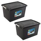 Kit 2 Caixas Organizadoras 56 Litros C/ Tampa e Trava Preta 25793PM Arqplast Kit 2 Caixas Organizadoras 56 Litros C/ Tampa e Trava Preta 25793PM Arqplast
