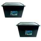 Kit 2 Caixas Organizadoras 56 Litros C/ Tampa e Trava Preta 25793PM Arqplast Kit 2 Caixas Organizadoras 56 Litros C/ Tampa e Trava Preta 25793PM Arqplast