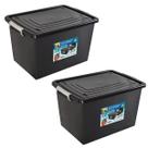 Kit 2 Caixas Organizadoras 56 Litros Tampa E Trava Preta Kit 2 Caixas Organizadoras 56 Litros Tampa E Trava Preta