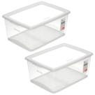 Kit 2 Caixas Organizadoras com Tampa 30L Click Cesto Plástico Escritório Closet Lavanderia Kit 2 Caixas Organizadoras com Tampa 30L Click Cesto Plástico Escritório Closet Lavanderia