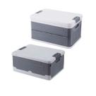 KIT 2 Caixas Organizadoras Dobráveis 3KAM 20L e 30L Cinza KIT 2 Caixas Organizadoras Dobráveis 3KAM 20L e 30L Cinza