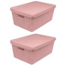 Kit 2 Caixas Organizadoras Multiuso Decorativa Juta 15L Rosa