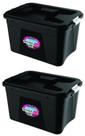 Kit 2 Caixas Organizadoras Multiuso Preta 56 Litros Com Travas e Tampa PP Uninjet