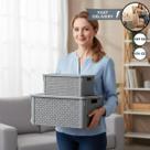 Kit 2 Caixas Organizadoras Rattan 16L e 7L Cinza