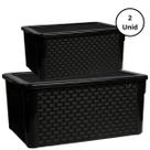 Kit 2 Caixas Organizadoras Rattan 16L e 7L Preta