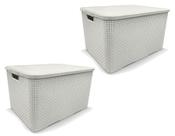 Kit 2 Caixas Organizadoras Rattan BRANCA 15 Litros Arqplast