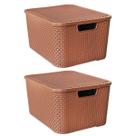 Kit 2 Caixas Organizadoras Rattan Marrom 40 Litros C/ Tampa 25602 Arqplast