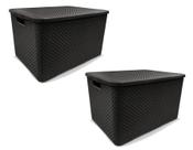 Kit 2 Caixas Organizadoras Rattan PRETA 40 Litros Arqplast Kit 2 Caixas Organizadoras Rattan PRETA 40 Litros Arqplast