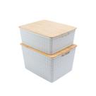 Kit 2 caixas organizadoras tampa bambu 12l/18l branco Oikos