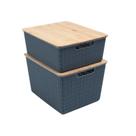 Kit 2 caixas organizadoras tampa bambu 12l/18l cinza Oikos