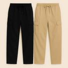 Kit 2 Calça Cargo Larga Sarja Unissex com 5 Bolsos Corte Reto Diversas Cores Streetwear