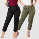 Kit 2 Calça Feminina Mom Alfaiataria Skinny Barra Italiana
