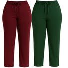 Kit 2 Calça Feminina Senhora Plus Cores Lisa Malha Visco lycra Soltinha Bolso