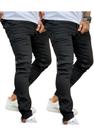 KIT 2 Calça Jogger Sarja Premium Masculina Com Punho Cós Elástico - Preto KIT 2 Calça Jogger Sarja Premium Masculina Com Punho Cós Elástico - Preto