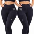 Kit 2 calça legging com bolso lateral cintura em poliéster -