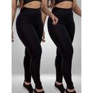 Kit 2 Calça Legging Fio Duplo Lisa Basica Cos Alto Zero Transparencia Confortavel Alta Elasticidade Tamanho Pequeno E Grande Academia