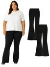 Kit 2 Calça Legging Flare Bailarina Feminina Plus Size Preta Cor:PretoTamanho:G2