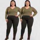 Kit 2 Calça Legging Plus Size Inverno Térmica Suplex Preta Não Fica Transparente Tamanho:G1Cor:PretoGenero:Feminino