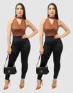 Kit 2 Calça Legging Skinny Feminina Suplex Flanelada Casual Tendência