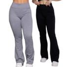 KIT 2 Calça Legging Suplex Flare Bella Fiore Boca de Sino Bailarina Cintura Cós Alto Moda Fitness