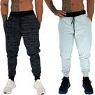 Kit 2 Calça Moletom/Moletinho Masculina MXD Conceito Cores Básicas Liso Slim Fitness Academia