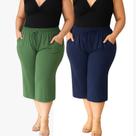 Kit 2 Calça Pantacourt Feminina Viscolycra Plus Senhoras