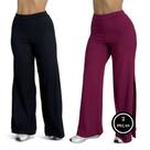 Kit 2 Calça Pantalona Cintura Alta Tecido Canelado com Fenda-c3 KIT 2 ANGÉLICA PRETO E VERMELHO