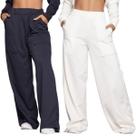 KIT 2 Calça Pantalona Wide Leg WLS Modas Cintura Alta Flare Moletinho Moda Casual
