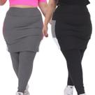 Kit 2 Calça Saia Legging leg Saia com bolso Feminina Plus Size Suplex fitness Academia Evangelica Grossa 0 transparência do G1 ao G3 Kit 2 Calça Saia Legging leg Saia com bolso Feminina Plus Size Suplex fitness Academia Evangelica Grossa 0 transparência do G1 ao G3
