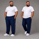 Kit 2 Calça Tactel Plus Size Masculina Esportiva Cintura Elástica Bolsos Confortável Leve Academia