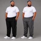 Kit 2 Calça Tactel Plus Size Masculina Esportiva Cintura Elástica Bolsos Confortável Leve Academia