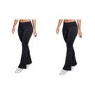 Kit 2 Calças Bailarina Flare Suplex Cintura Alta Cinza Preto