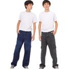 kit 2 calças cargo jeans premium masculina juvenil estilosa modinha menino com regulagem interna do 10 ao 16