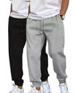 Kit 2 calças de moletom de verão sem felpas cor cinza claro e preto masculina