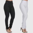 Kit 2 Calças Feminina HNO Jeans Skinny Black White Preta e Branca