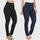 Kit 2 Calças Feminina HNO Jeans Skinny Classic Preta e Azul Marinho Kit 2 Calças Feminina HNO Jeans Skinny Classic Preta e Azul Marinho