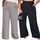 Kit 2 Calças Feminina Pantalona Plus Size Duna Elegante Em Elasticidade Na Cintura Com Bolsos