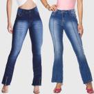 Kit 2 Calças Flare Jeans HNO Jeans Petit Flare Azul Friso-Azul Stonada
